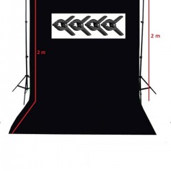 150x200 cm black screen siyah fon perde ve taşınabilir 2 ayaklı fon standı + 4 ADET FON MANDALI