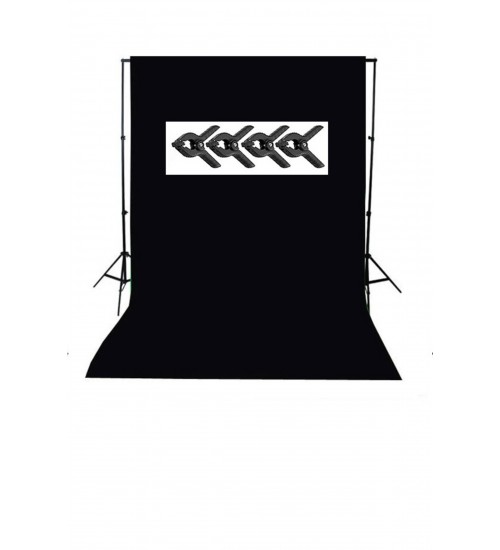 150x200 cm black screen siyah fon perde ve taşınabilir 2 ayaklı fon standı + 4 ADET FON MANDALI