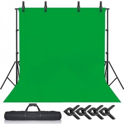 Chromakey Green Screen Greenbox Yeşil Fon Perde(2 X4m)+fon Standı