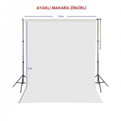White Screen Beyaz Fon Perde (1.5x2m) Ayaklı Makara Zincirli