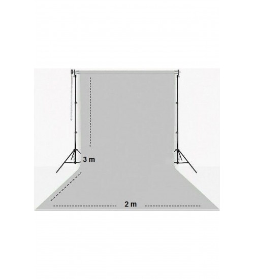 Gri Fon Perde Sistemi (2x3m) Ayaklı Makara Zincirli