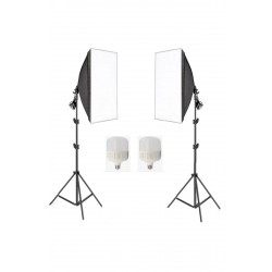 Ikili Softbox Seti  50x70cm Lambalı Toplam 9000 Lümen
