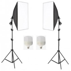 Ikili Softbox Seti  50x70cm Lambalı Toplam 9000 Lümen