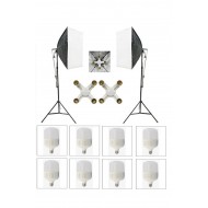 4 Duylu Softbox (2 Adet) + 2 M Işık Ayağı +8 Adet 20 Wat Led Lamba (toplam 14 400 Lümen)