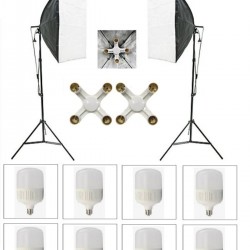 4 Duylu Softbox (2 Adet) + 2 M Işık Ayağı +8 Adet 20 Wat Led Lamba (toplam 14 400 Lümen)