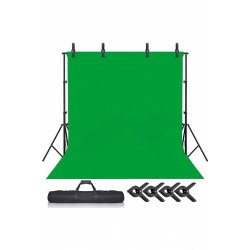 Green Screen Greenbox Yeşil Fon Perde 2x3m  Fon Standı 4 Mandal