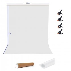 Pvc White Screen Beyaz Fon Perde 1.5x2 m Fotoğraf ve Ürün Çekimleri Için +4 Adet Fon Mandalı