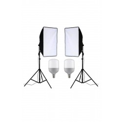 Ikili Softbox Seti ( 50x70 Cm) Lambalı Toplam 9000 Lümen
