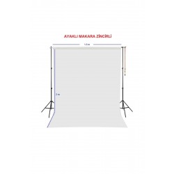 White Screen Beyaz Fon Perde (150x200cm) Ayaklı Makara Zincirli