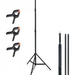 Tek Ebat Fon Standı (1.5x2 M)+ 3 Adet Fon Mandalı Dijital Fotoğraf Çerçeveleri Siyah