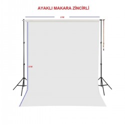 Beyaz Fon Perde Sistemi 200x300cm Ayaklı Makara Zincirli