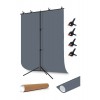 grey Screen gri fon perde (1.5x2m)+ tek Ayaklı Fon Standı+ 4 Fon Mandalı