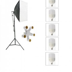 5 Duylu Softbox ,2m Işık Ayağı , 5x20 Wat Led Lamba (9000 Lümen)