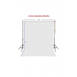 White Screen Beyaz Fon Perde (1.5x2m) Ayaklı Makara Zincirli