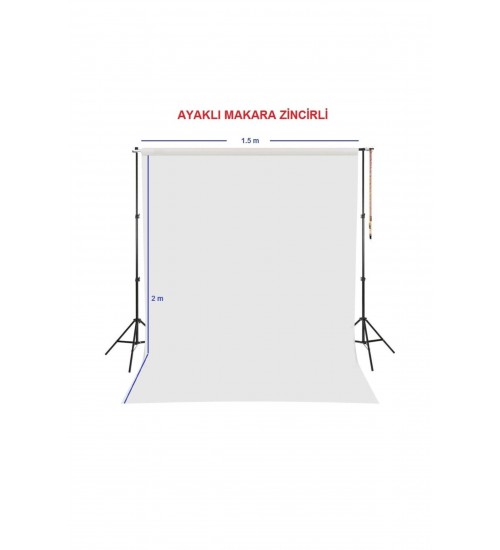 White Screen Beyaz Fon Perde (1.5x2m) Ayaklı Makara Zincirli